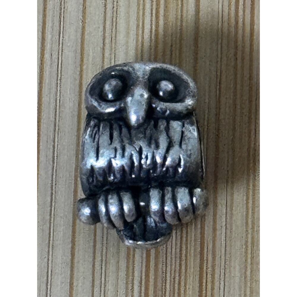 Vintage MA Michael Anthony 925 Italy Sterling Silver Owl Bead Charm